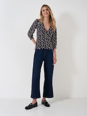 Синий - Crew Clothing Company 3/4 Sleeve Wrap Top - Изображение 3 из 5