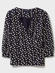 Синий - Crew Clothing Company 3/4 Sleeve Wrap Top - Изображение 5 из 5