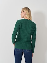 Crew Clothing Green Chunky Cable Knit Crew Neck Jumper - Image 2 of 5
