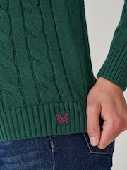 Crew Clothing Green Chunky Cable Knit Crew Neck Jumper - Image 4 of 5