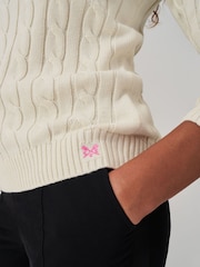 Creme - Crew Clothing Chunky Pullover mit Rundhalsausschnitt und Zopfmuster - Bild 4 von 5