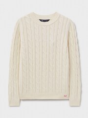 Creme - Crew Clothing Chunky Pullover mit Rundhalsausschnitt und Zopfmuster - Bild 5 von 5
