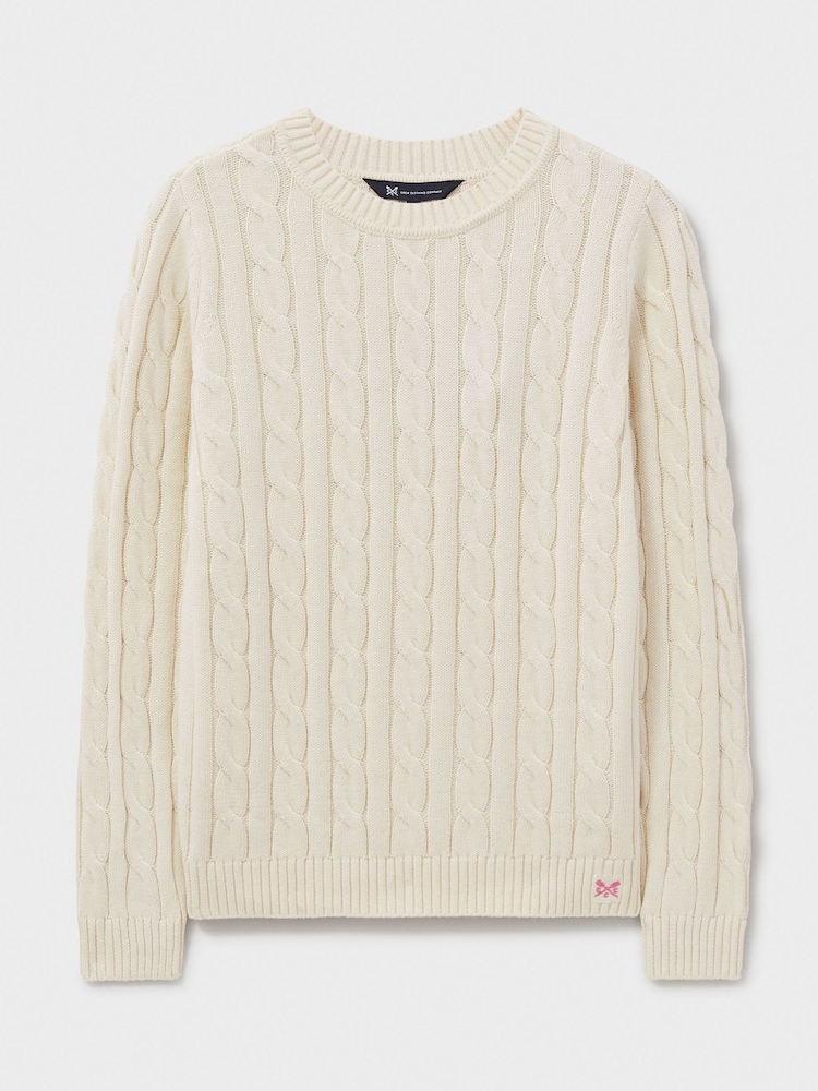 Creme - Crew Clothing Chunky Pullover mit Rundhalsausschnitt und Zopfmuster - Bild 5 von 5