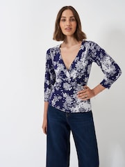 Бело-синяя - Crew Clothing Company 3/4 Sleeve Wrap Top - Изображение 1 из 5