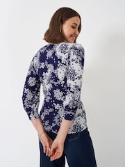 Бело-синяя - Crew Clothing Company 3/4 Sleeve Wrap Top - Изображение 2 из 5