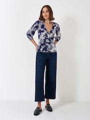 Бело-синяя - Crew Clothing Company 3/4 Sleeve Wrap Top - Изображение 3 из 5