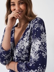 Бело-синяя - Crew Clothing Company 3/4 Sleeve Wrap Top - Изображение 4 из 5