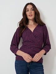 Красный - Crew Clothing Company 3/4 Sleeve Wrap Top - Изображение 1 из 5