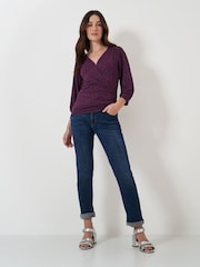 Красный - Crew Clothing Company 3/4 Sleeve Wrap Top - Изображение 3 из 5