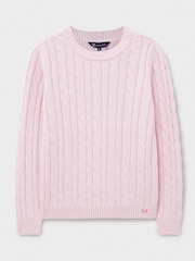 Crew Clothing Pink Chunky Cable Knit Crew Neck Jumper - Image 5 of 5