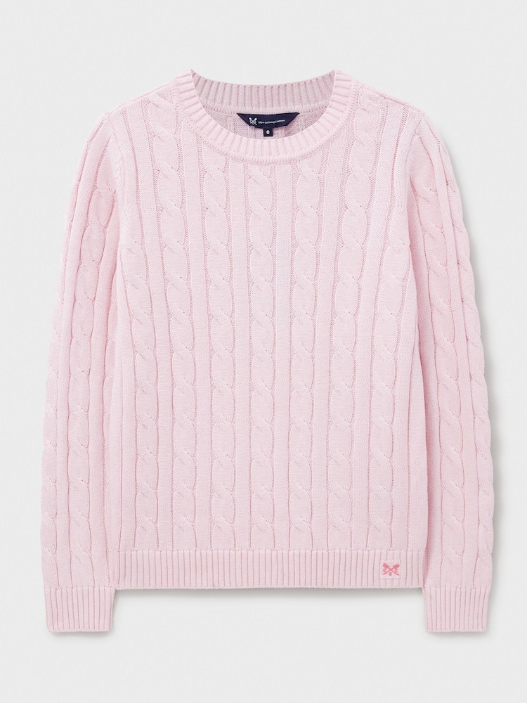 Crew Clothing Pink Chunky Cable Knit Crew Neck Jumper - Image 5 of 5