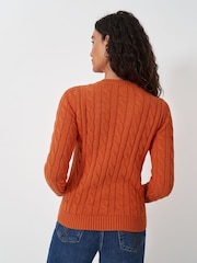 Crew Clothing Orange Chunky Cable Knit Crew Neck Jumper - Image 2 of 5