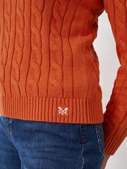 Crew Clothing Orange Chunky Cable Knit Crew Neck Jumper - Image 4 of 5