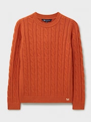 Crew Clothing Orange Chunky Cable Knit Crew Neck Jumper - Image 5 of 5