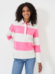 Crew Clothing Company Pink Striped Long Sleeve 100% Cotton Rugby Shirts - Image 1 of 5