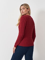 Crew Clothing Red Chunky Cable Knit Crew Neck Jumper - Image 2 of 5