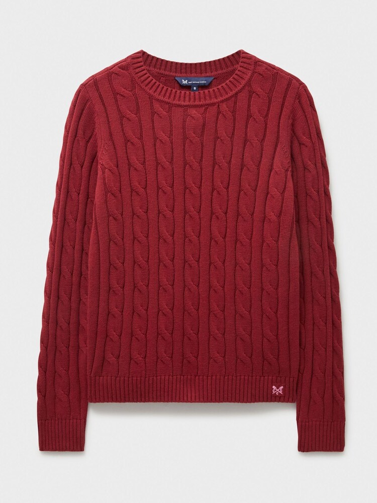 Crew Clothing Red Chunky Cable Knit Crew Neck Jumper - Image 5 of 5