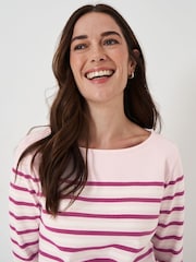 Crew Clothing Company Pink 100% Cotton Ultimate Striped Breton Top - Image 4 of 5