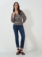 Синий - Crew Clothing Company 3/4 Sleeve Wrap Top - Изображение 3 из 5