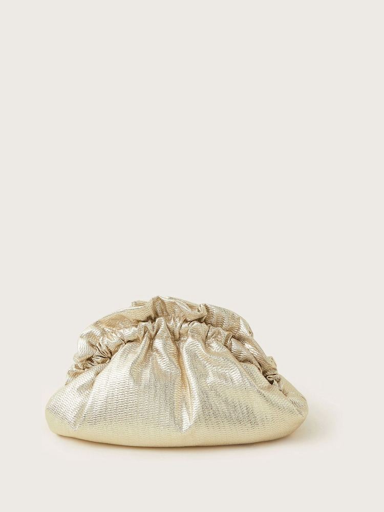 Monsoon Gold Grace Ruffle Clutch - Image 1 of 4