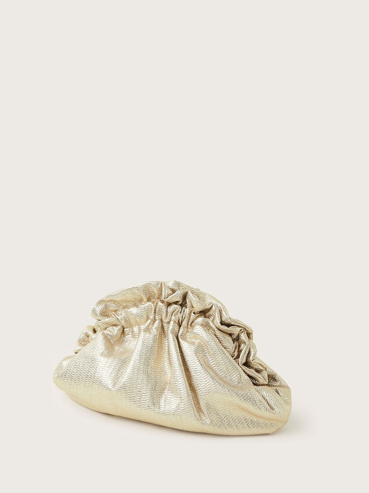 Monsoon Gold Grace Ruffle Clutch - Image 2 of 4