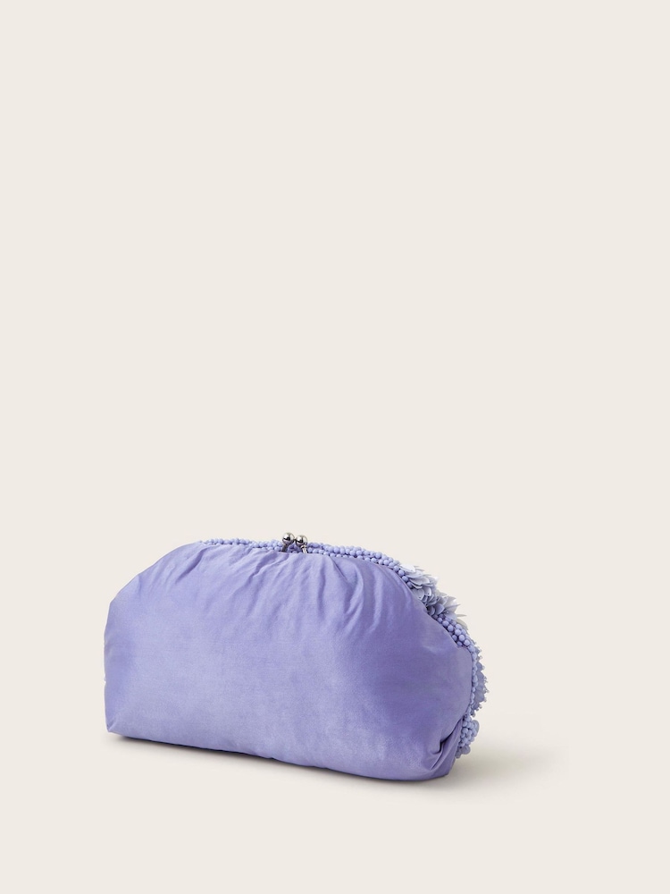 Monsoon Purple Hand-Embellished Floral Clutch - Image 2 of 3