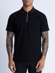 Luke 1977 Waffle On Black Black Polo Shirt - Image 1 of 6