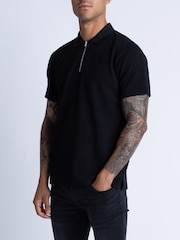 Luke 1977 Waffle On Black Black Polo Shirt - Image 3 of 6