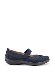 Hotter Denim Blue Standard Fit Hope Touch-Fastening Leather Shoes - Image 1 of 4