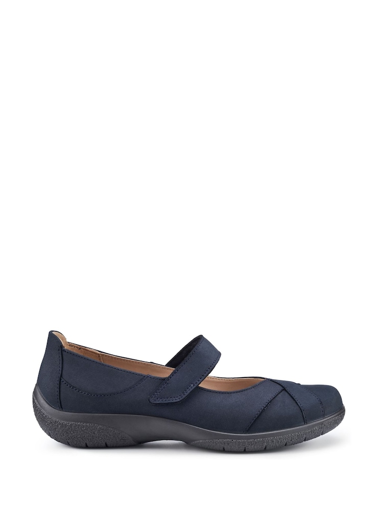 Hotter Denim Blue Standard Fit Hope Touch-Fastening Leather Shoes - Image 1 of 4