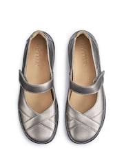 Hotter Pewter Grey Wide Fit Hope Touch-Fastening Leather Shoes - Image 2 of 3