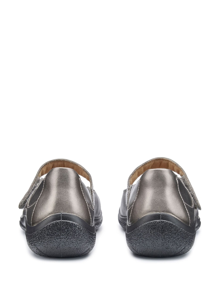 Hotter Pewter Grey Wide Fit Hope Touch-Fastening Leather Shoes - Image 3 of 3