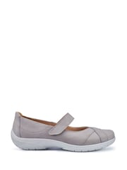 Hotter Flint Grey Standard Fit Hope Touch-Fastening Leather Shoes - Image 1 of 4