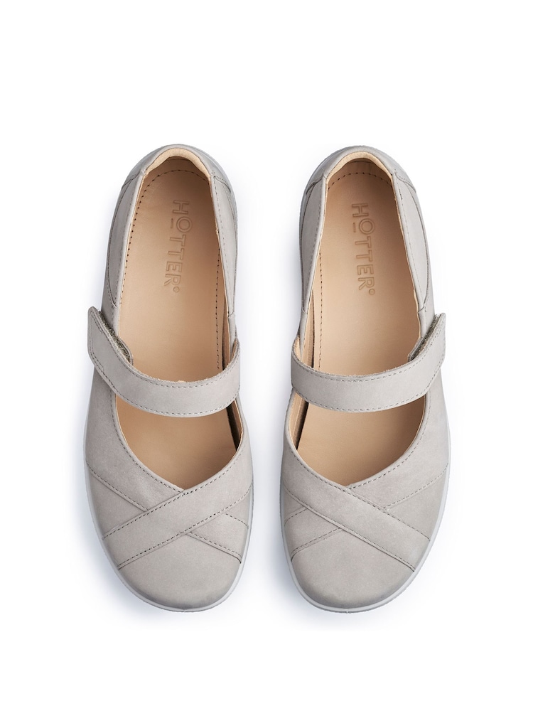 Hotter Flint Grey Standard Fit Hope Touch-Fastening Leather Shoes - Image 4 of 4