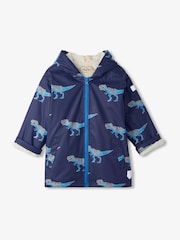 Hatley Blue T-Rex Dinosaur Print Attack Sherpa Lined Splash Jacket - Image 2 of 3