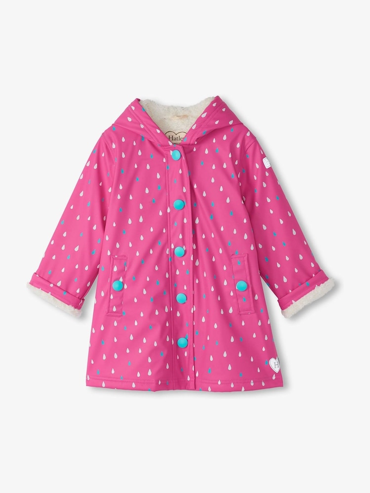 Hatley Pink Tiny Dots mit Sherpa gefütterte, wasserabweisende Jacke mit Farbwechsel - Bild 1 von 5