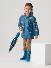 Hatley Blue Monster Trucks Zip-Up Rain Jacket - Bild 1 von 4