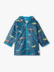 Hatley Blue Monster Trucks Zip-Up Rain Jacket - Bild 2 von 4
