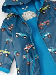 Hatley Blue Monster Trucks Zip-Up Rain Jacket - Bild 4 von 4
