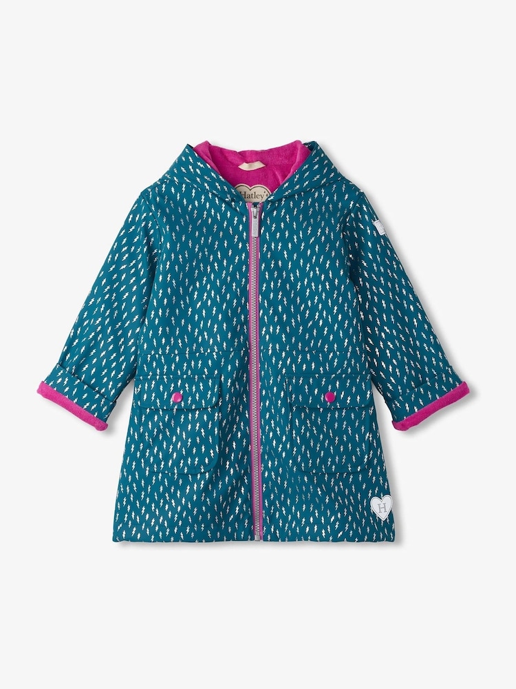 Hatley Blue Mini Lightening Bolts Peplum Raincoat - Image 1 of 3