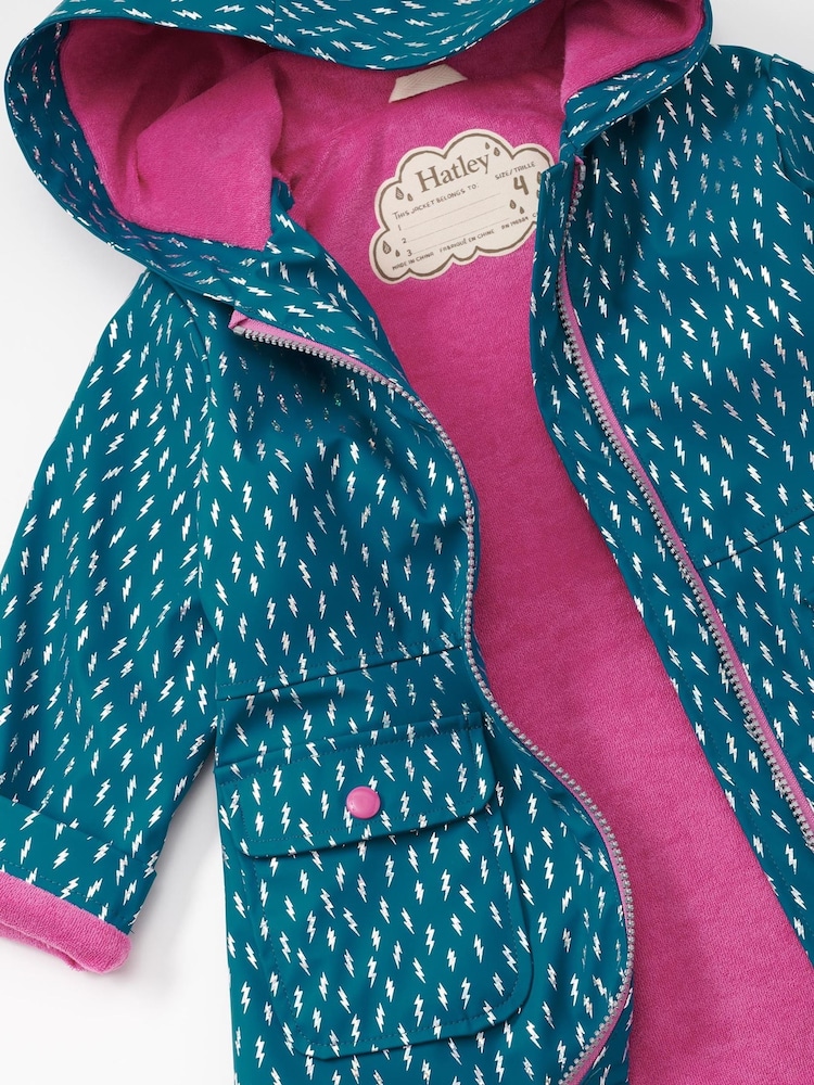Hatley Blue Mini Lightening Bolts Peplum Raincoat - Image 3 of 3