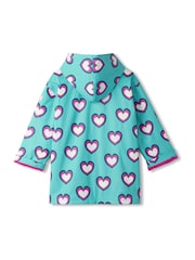 Hatley Blue Hearts Colour Changing Zip-Up Waterproof Rain Jacket - Image 2 of 3
