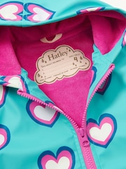 Hatley Blue Hearts Colour Changing Zip-Up Waterproof Rain Jacket - Image 3 of 3