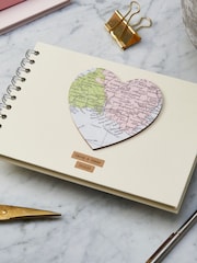 Posh Totty Designs Personalised Vintage Map Heart White Album - Image 1 of 3