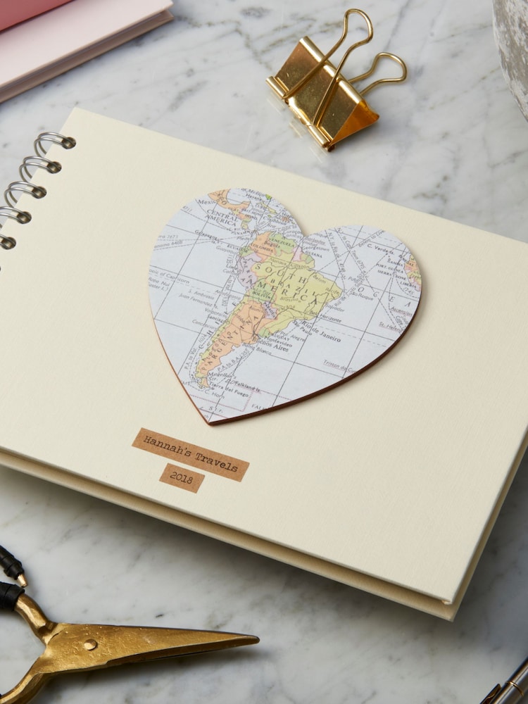 Posh Totty Designs Personalised Vintage Map Heart White Album - Image 2 of 3
