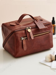Posh Totty Designs Personalised Leather Lay Flat Wash Brown Bag - Image 1 of 5