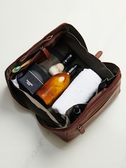 Posh Totty Designs Personalised Leather Lay Flat Wash Brown Bag - Image 4 of 5