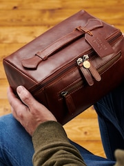 Posh Totty Designs Personalised Leather Lay Flat Wash Brown Bag - Image 5 of 5