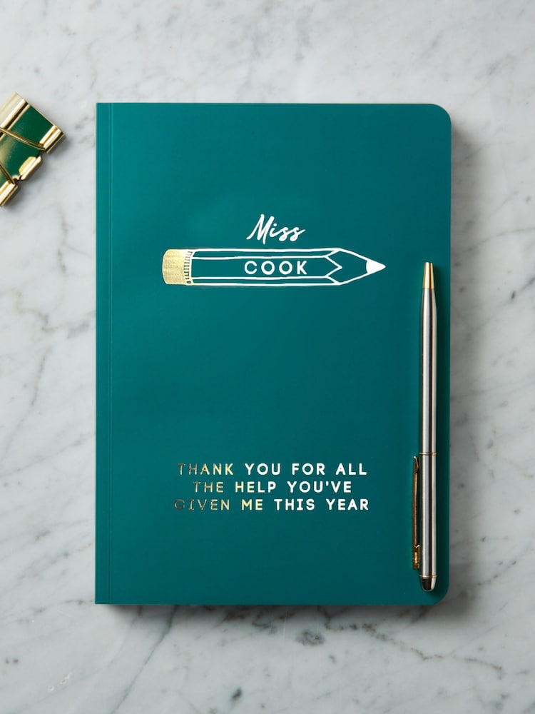 Posh Totty Designs Blue Personalised Gold Foil Teacher Notebook - Image 1 of 4