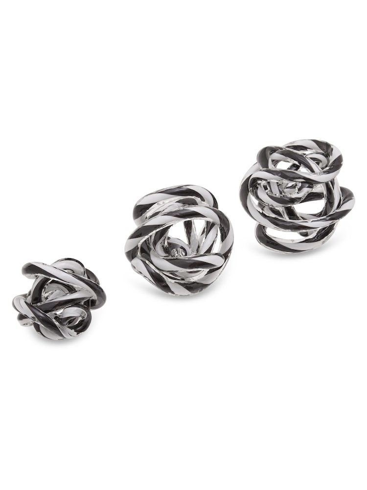 Fifty Five South Black White Set of Three Knotted Glass Ornamnets - Image 2 of 6 Fifty Five South Black White Set of Three Knotted Glass Ornamnets - Image 2 of 6